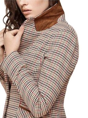 Soia & Kyo Jonnelle Houndstooth Fall Jacket Overcoat in Honey Plaid Size L